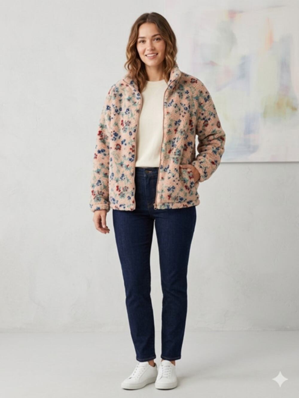 Lovelo - Floral Sherpa Jacket Lined - Small